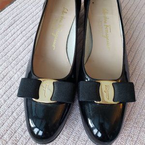 Ferragamo Ballet Flats- Black Patent